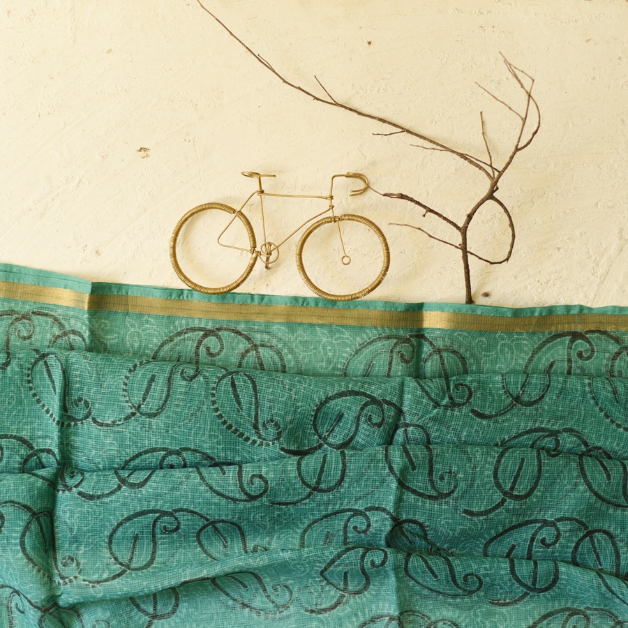 shop Block Printed Kota Cotton | Kota Doria Dupatta - Options - Yellow, Indigo, Green