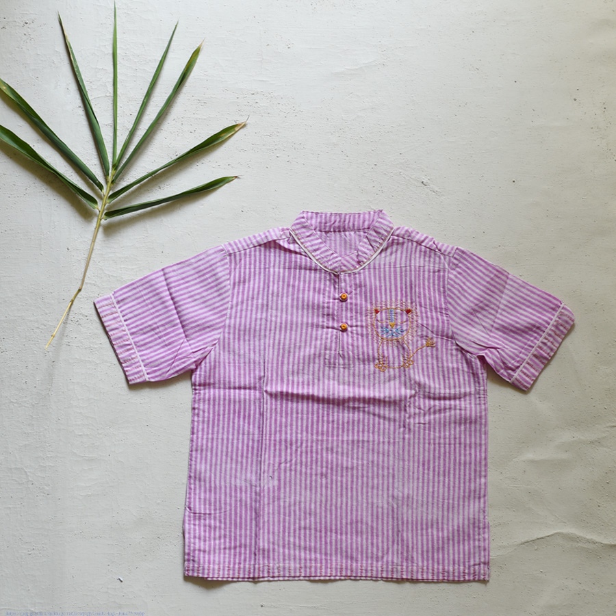 shop Pure Cotton Embroidered - Stripe Shirt
