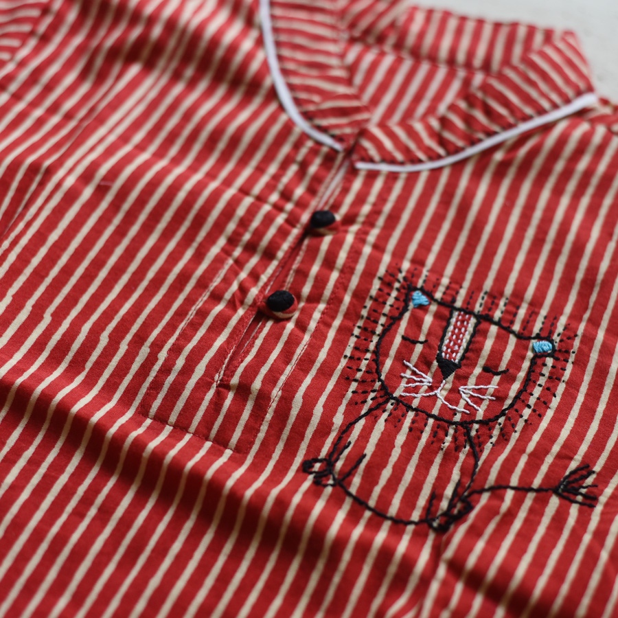 shop Pure Cotton Embroidered -Stripe Red Shirt