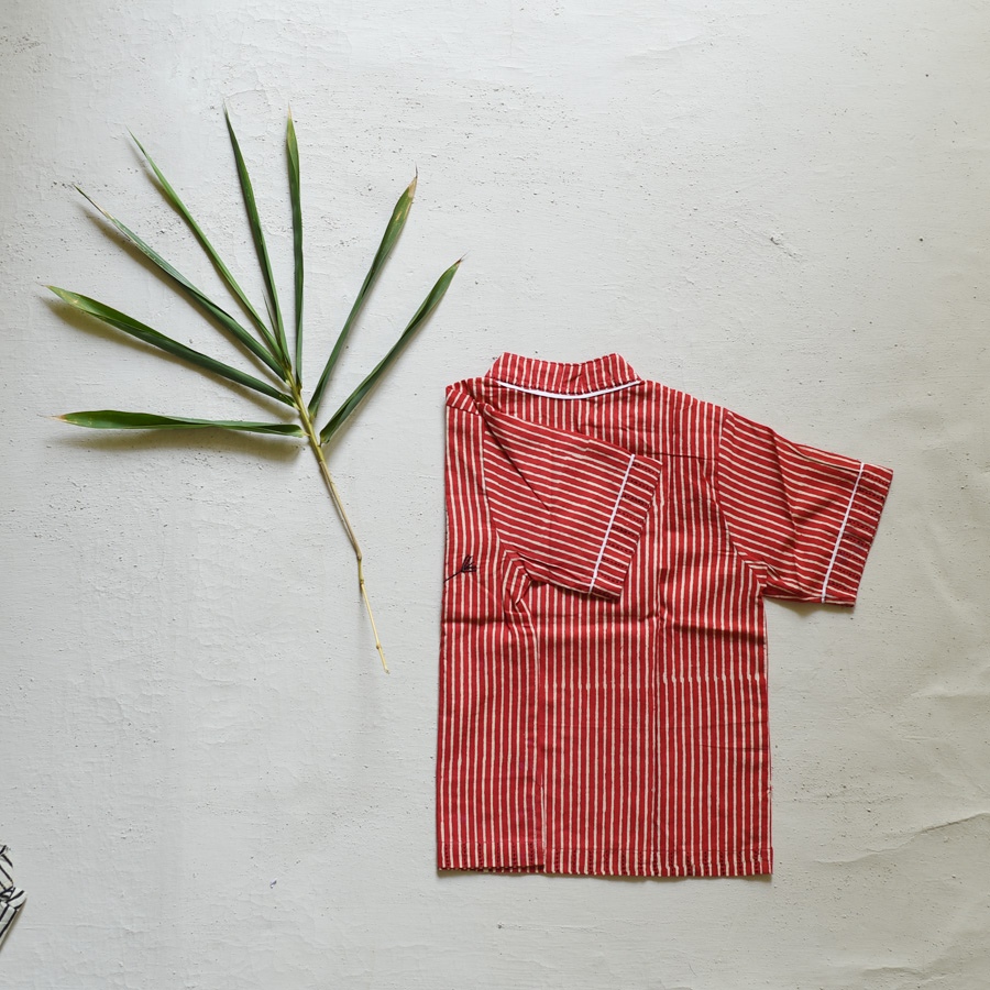 shop Pure Cotton Embroidered -Stripe Red Shirt