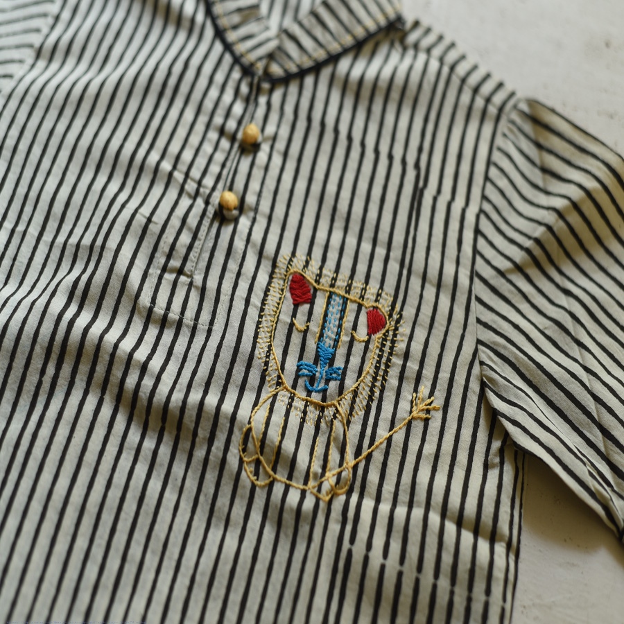 shop Pure Cotton Embroidered - Black Stripe Shirt