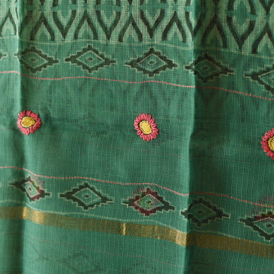 shop Block Printed - Kota Doria Cotton Dupatta 