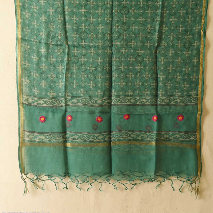 shop Block Printed Pure Kota Doria Cotton Dupatta 
