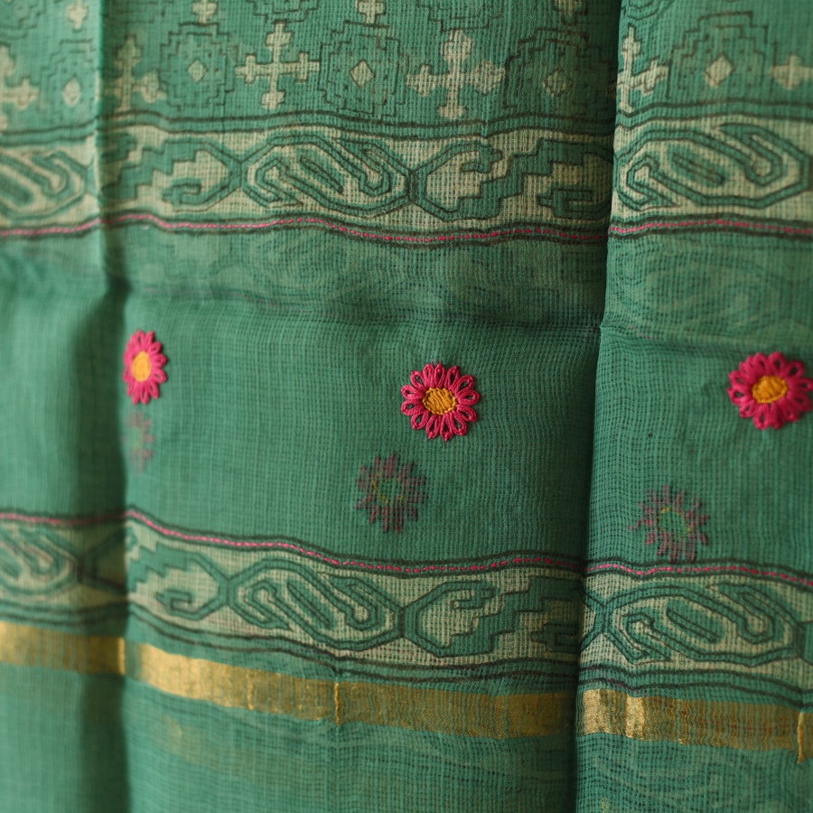 shop Block Printed Pure Kota Doria Cotton Dupatta 