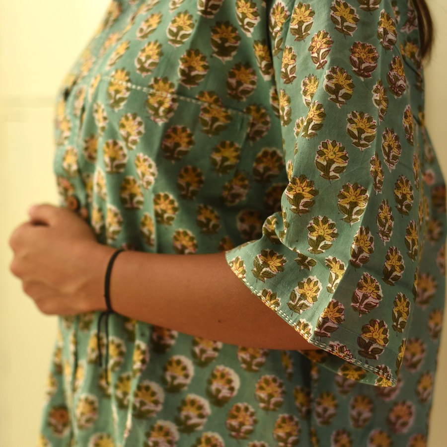 Shop block printed cotton Green Shirt