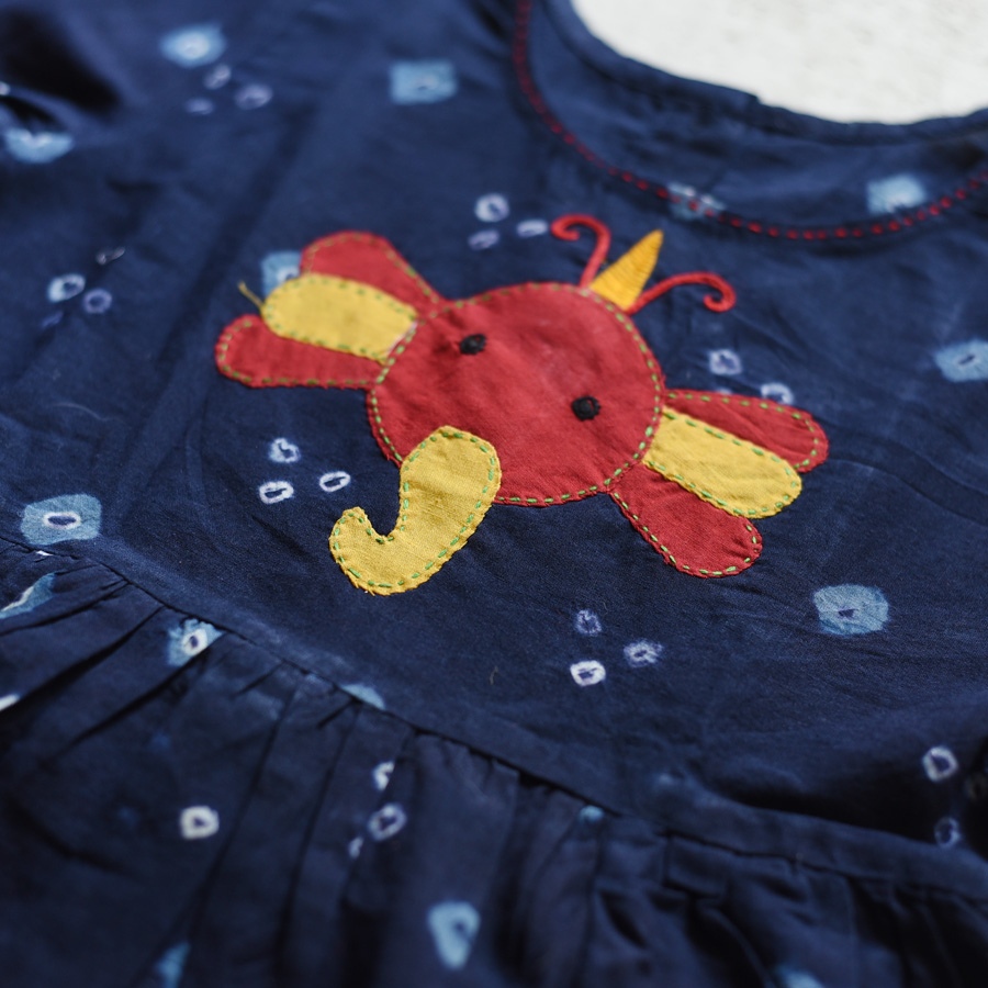 shop Pure Cotton Embroidered - Indigo Frock