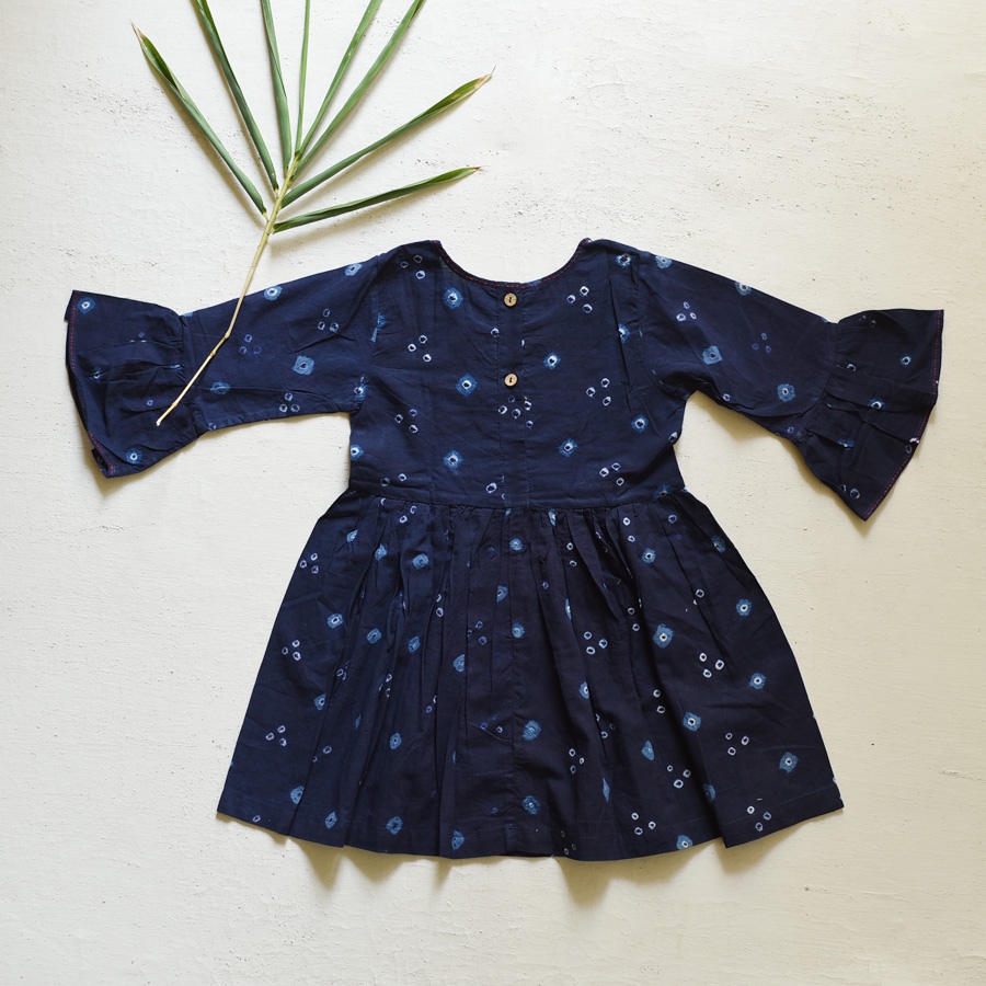 shop Pure Cotton Embroidered - Indigo Frock