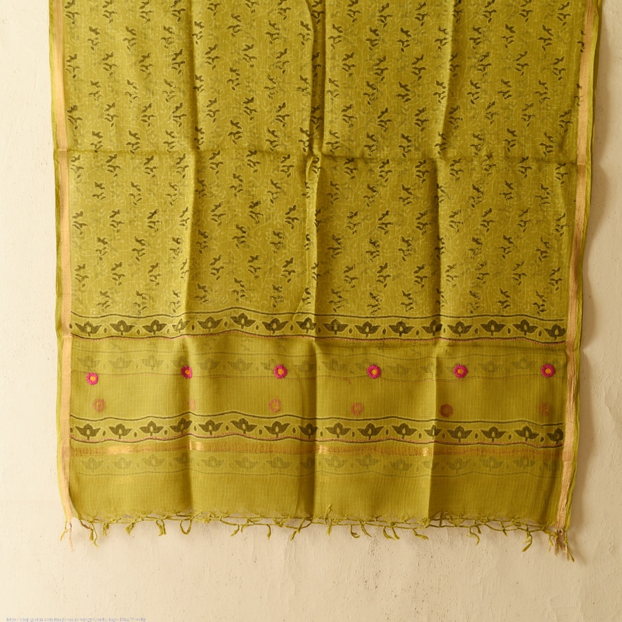 shop Block Printed - Handwoven Kota Doria Cotton Dupatta 