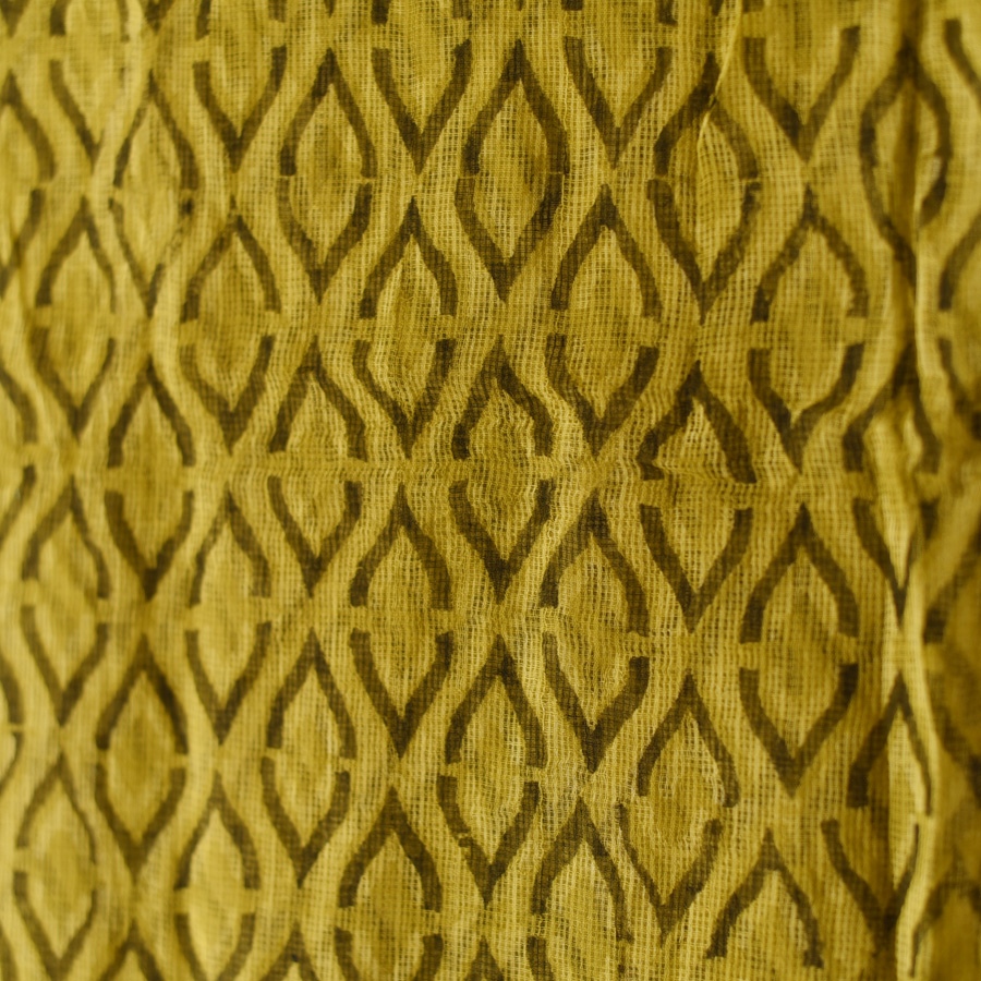 shop Block Printed Soft Kota Doria Cotton Dupatta - Yellow