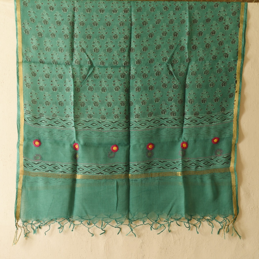 shop Block Printed Kota Doria Cotton Dupatta