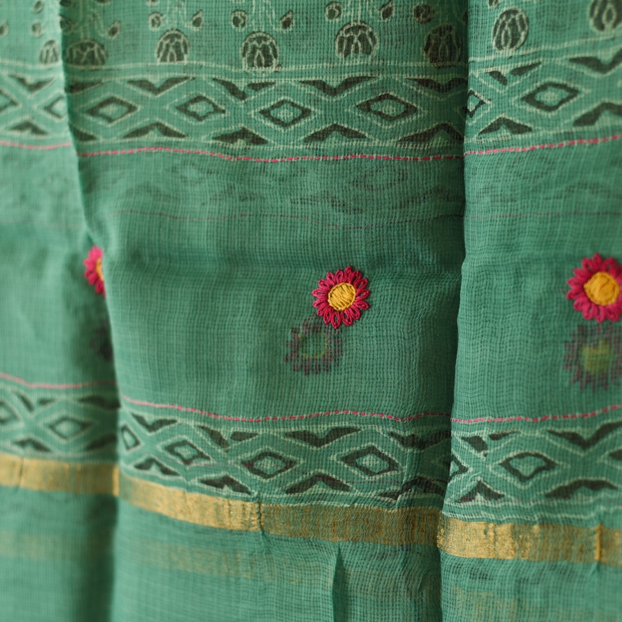 shop Block Printed Kota Doria Cotton Dupatta