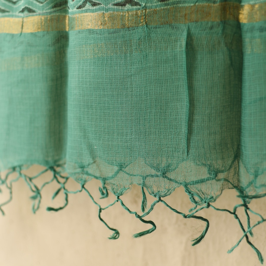 shop Block Printed Kota Doria Cotton Dupatta