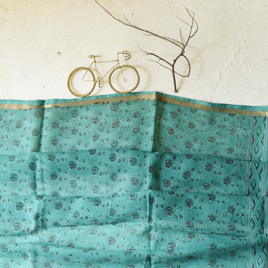 shop Block Printed Kota Doria Cotton Dupatta