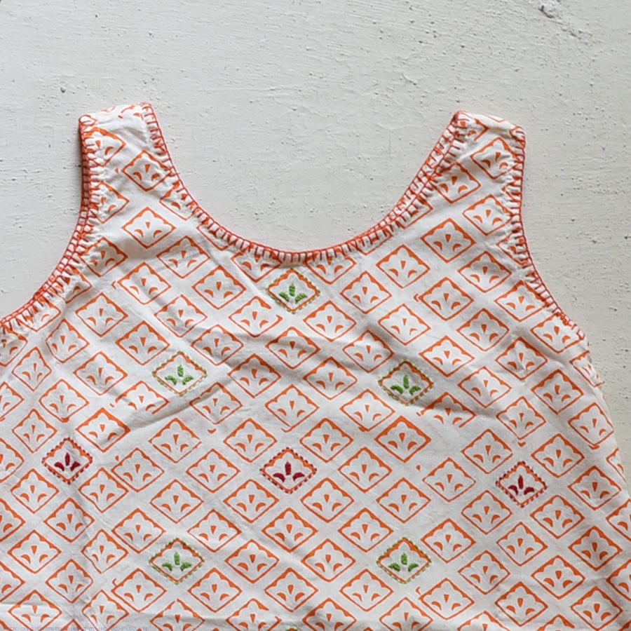 shop Pure Cotton Embroidered - Orange Printed Frock 