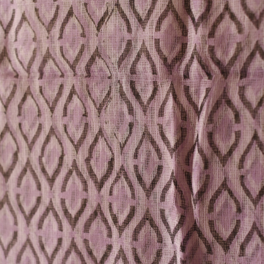 shop Block Printed - Kota Doria Purple Dupatta 