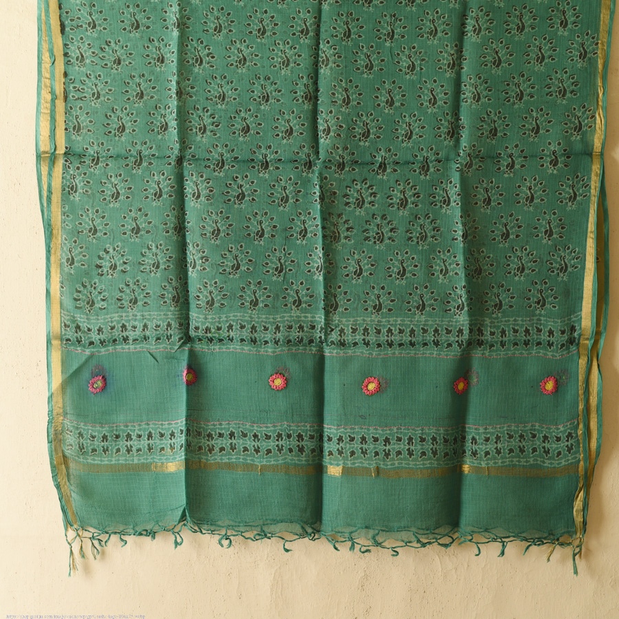 shop Block Printed Soft Kota Doria Cotton Dupatta - Two Options