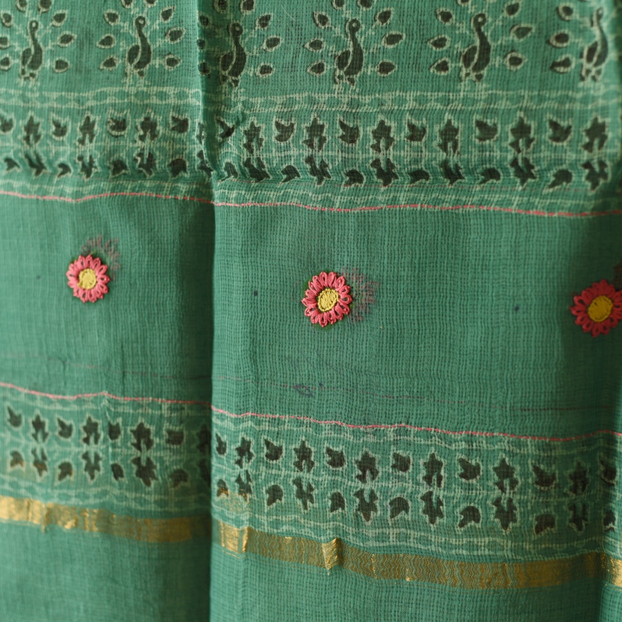 shop Block Printed Soft Kota Doria Cotton Dupatta - Two Options