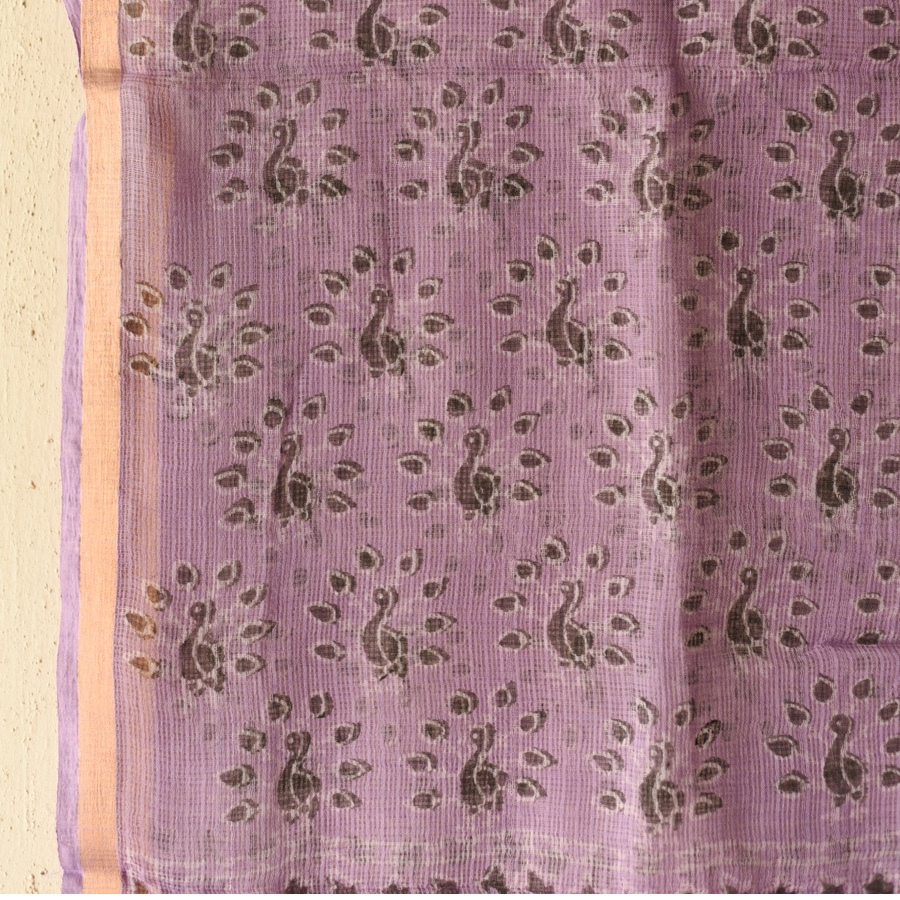 shop Block Printed Soft Kota Doria Cotton Dupatta - Two Options