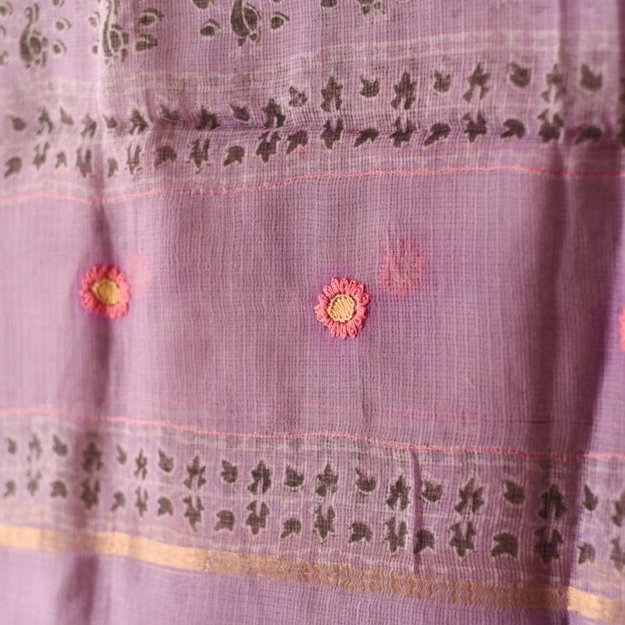 shop Block Printed Soft Kota Doria Cotton Dupatta - Two Options