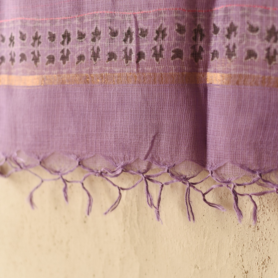 shop Block Printed Soft Kota Doria Cotton Dupatta - Two Options