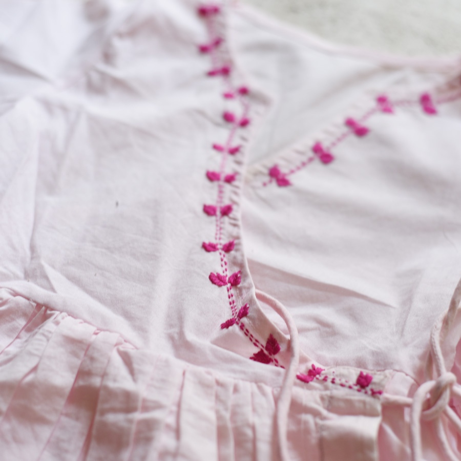 shop Pure Cotton Embroidered - Light Pink Angarkha Style Frock