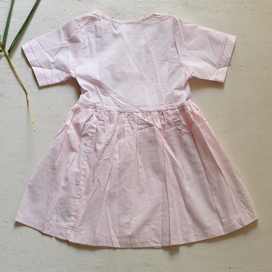 shop Pure Cotton Embroidered - Light Pink Angarkha Style Frock