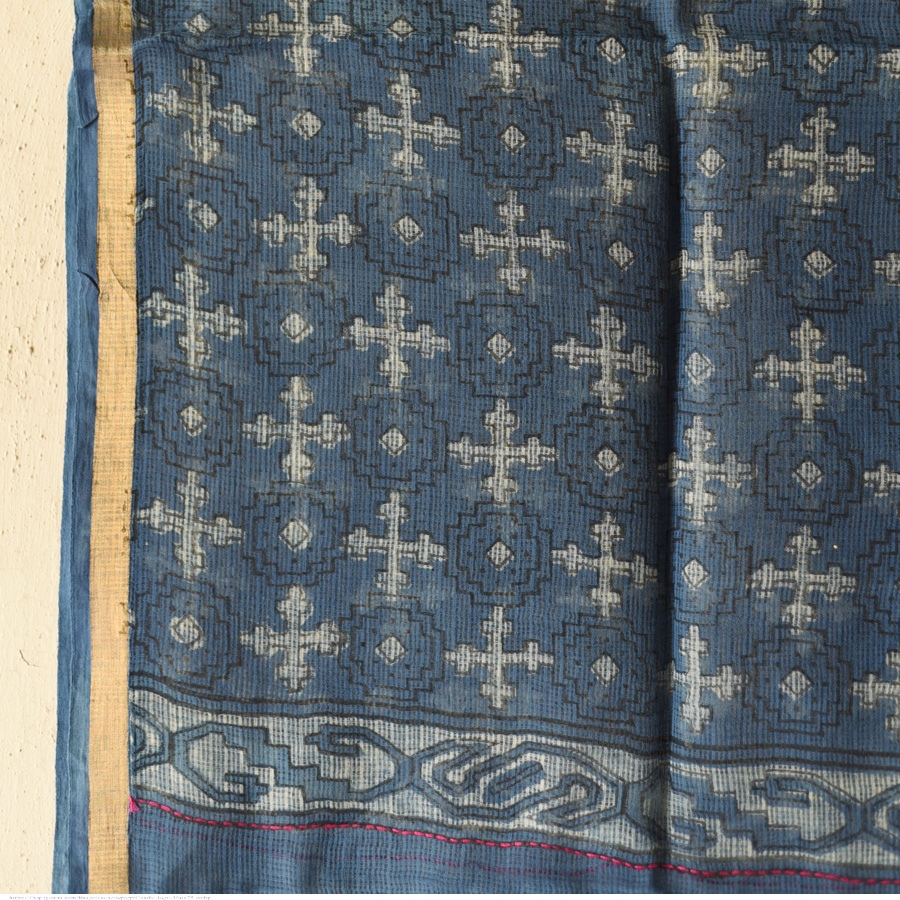 shop Block Printed Pure Kota Doria Cotton Dupatta 