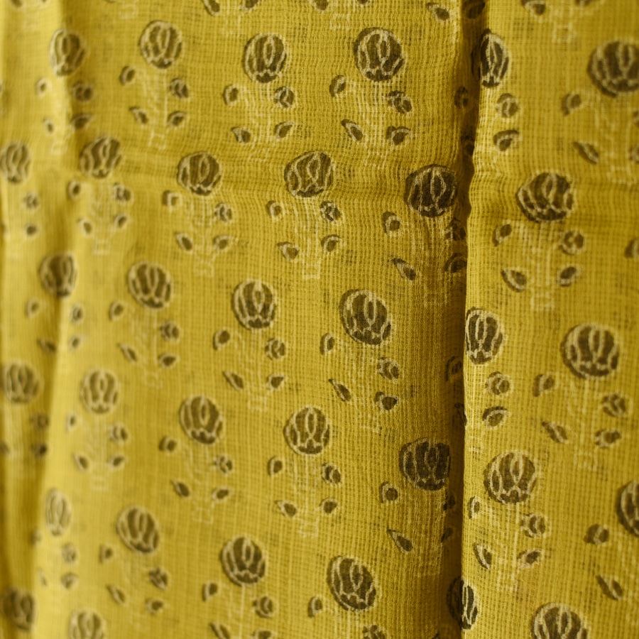 shop Block Printed Kota Doria Cotton Mustard Yellow Dupatta