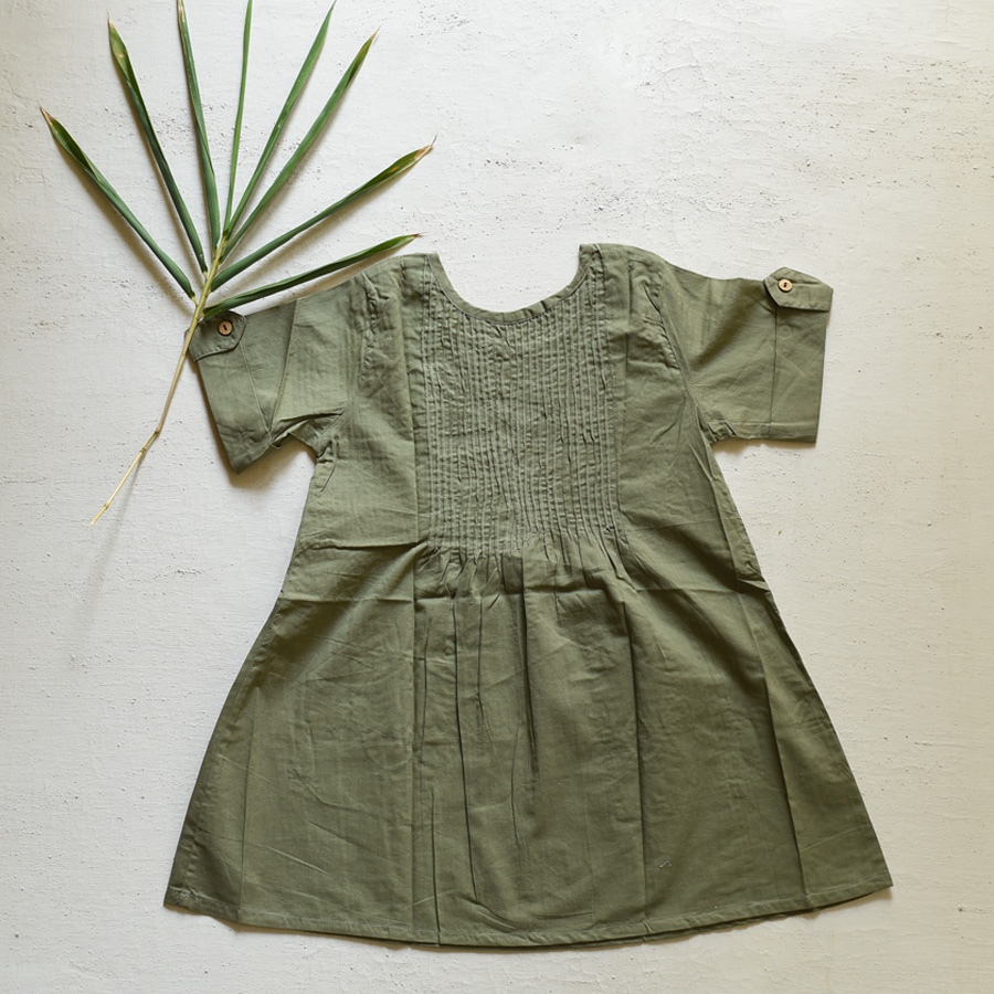 shop Pure Cotton Embroidered - Pintucks frock for girl