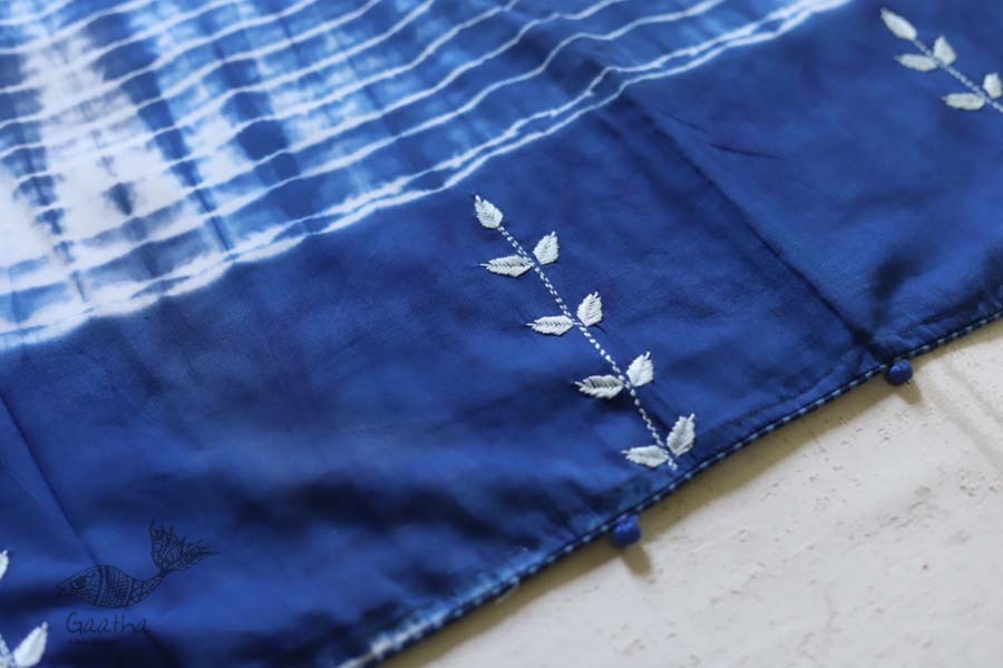 नखराली | Nakharali ✼ Embroidered Cotton Shibori Saree | 8