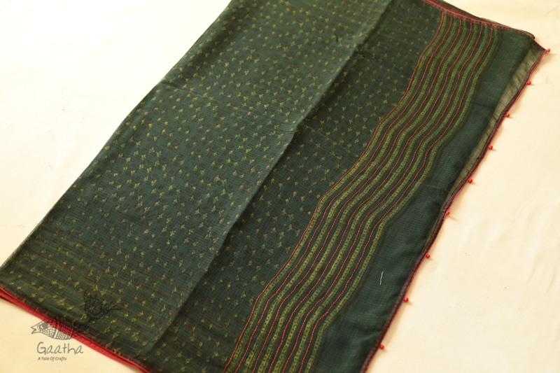 shop Block Printed Kota Cotton Embroidered Saree