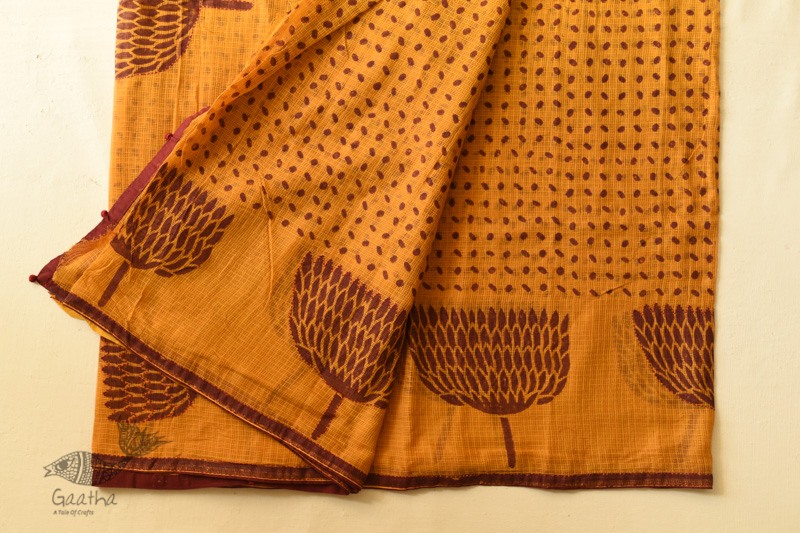 shop Block Printed Kota Cotton Embroidered Saree