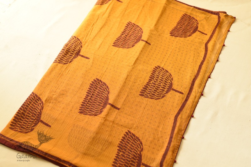 shop Block Printed Kota Cotton Embroidered Saree