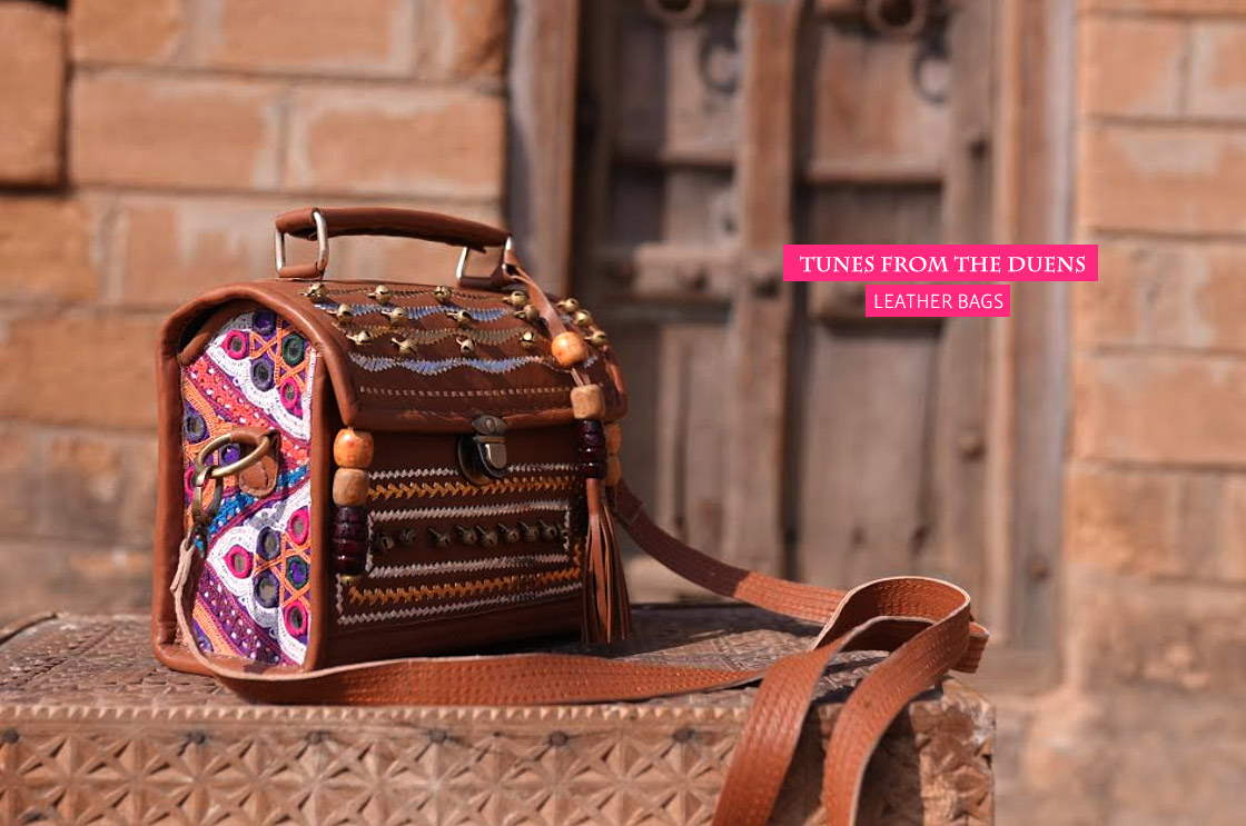 Traditional Gujarati Gamthi Bag with Leather Belt - Vibrant Kutch Handcraft