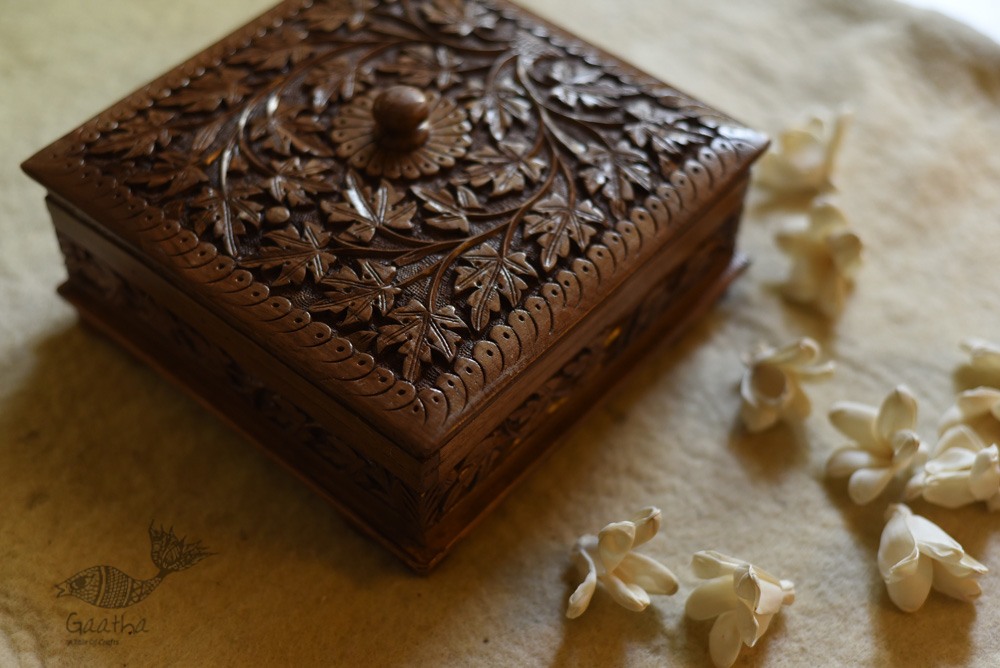 buy Wood Carving ~ Walnut Wood Dry Fruit Box