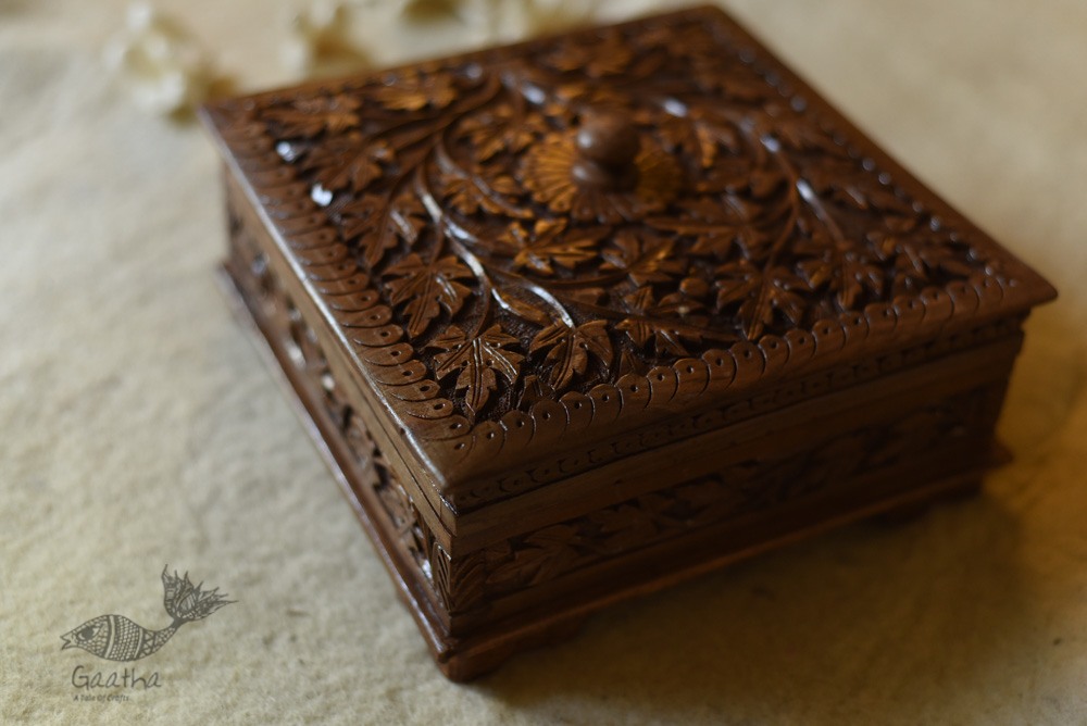 buy Wood Carving ~ Walnut Wood Dry Fruit Box