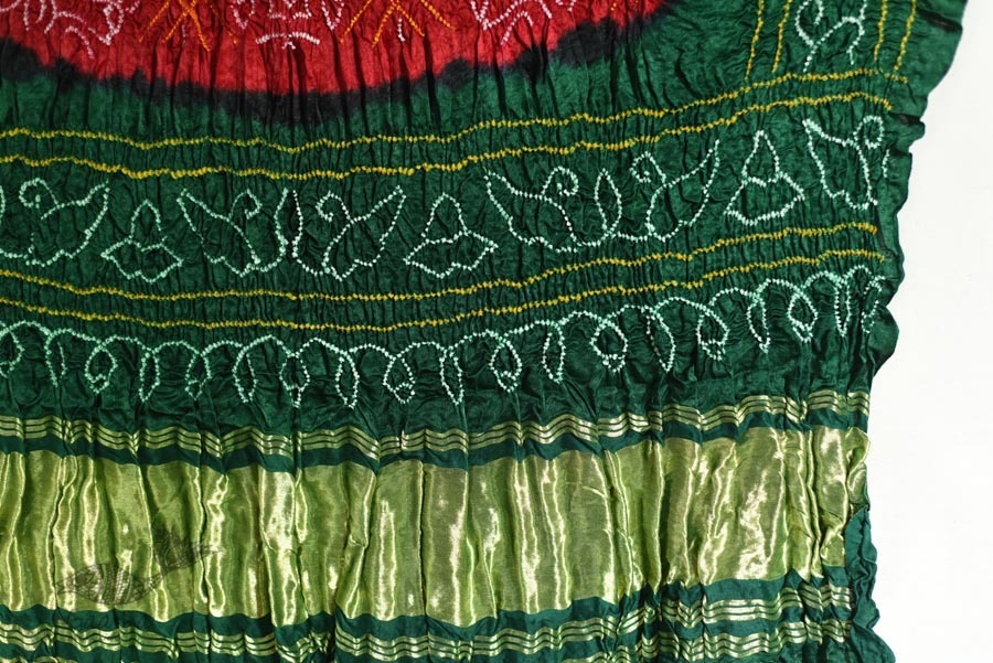 shop Gajji Silk - Traditional Bandhani Dupatta in Red & Green Color