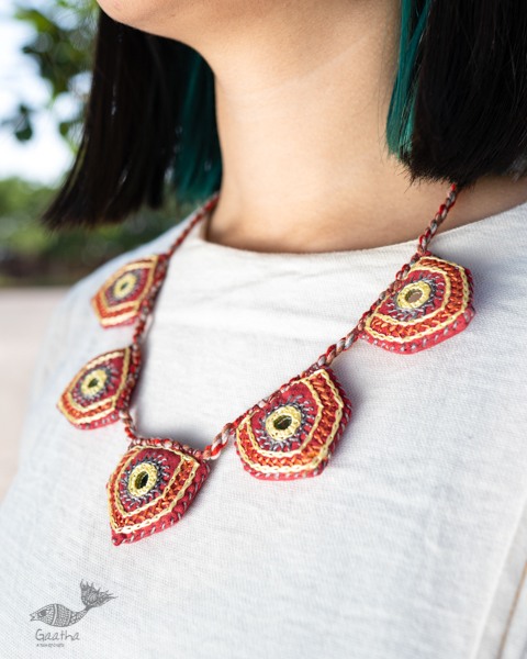 shop Handmade applique & Embroidered fabric necklace