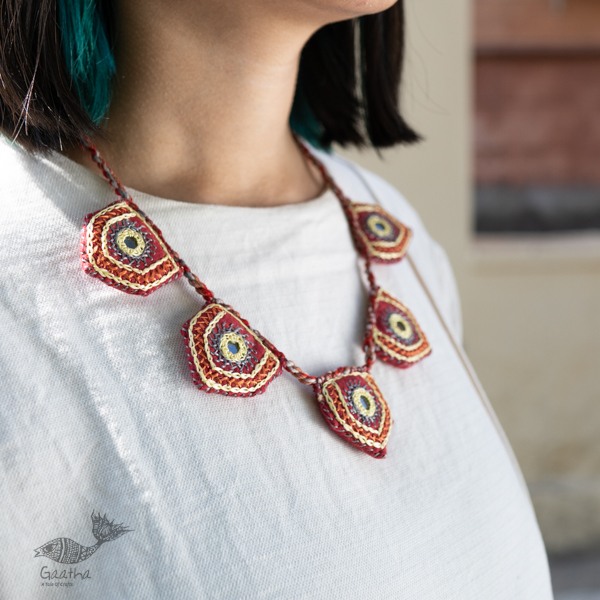 shop Handmade applique & Embroidered fabric necklace