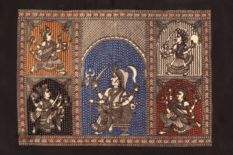 Sacred cloth of the Goddess - Panch Avtar ( 15 X 18 )