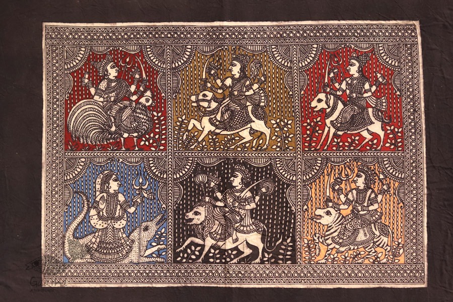 Sacred cloth of the Goddess - Six Devi ( 15 X 18 )