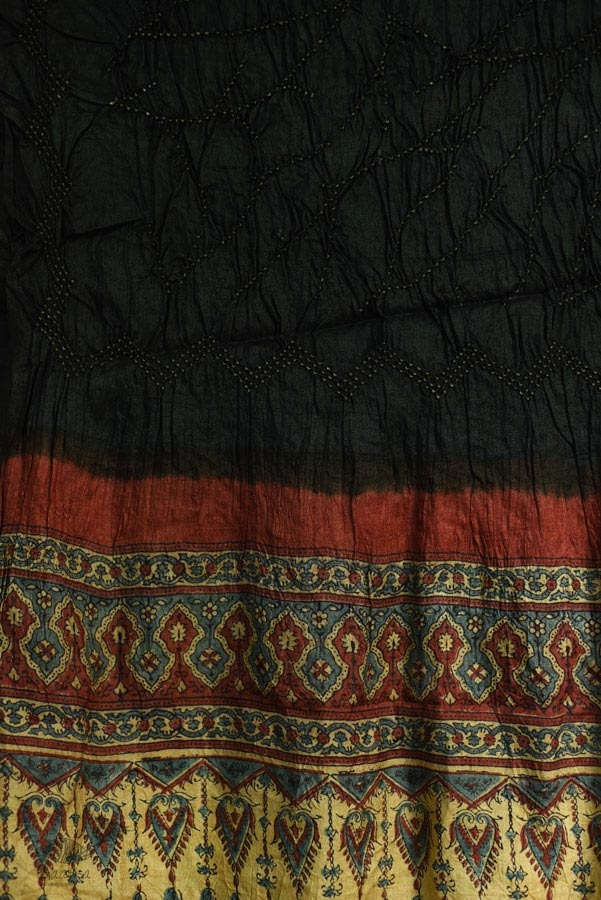 shop Ajrakh Bandhani Tussar Silk Stole