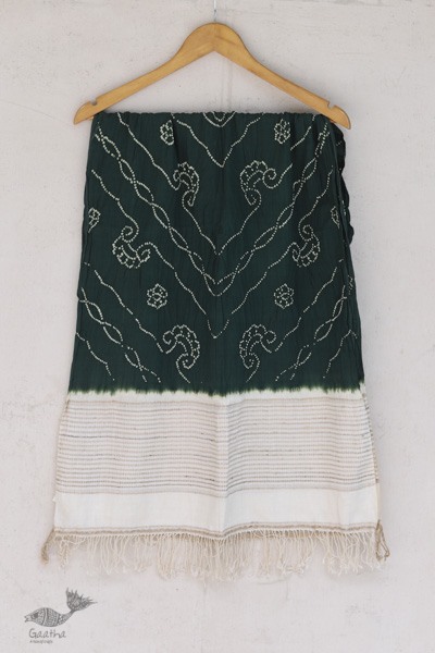 Ada . अदा | Hand loom Cotton . Tussar |Bandhani stole - 3