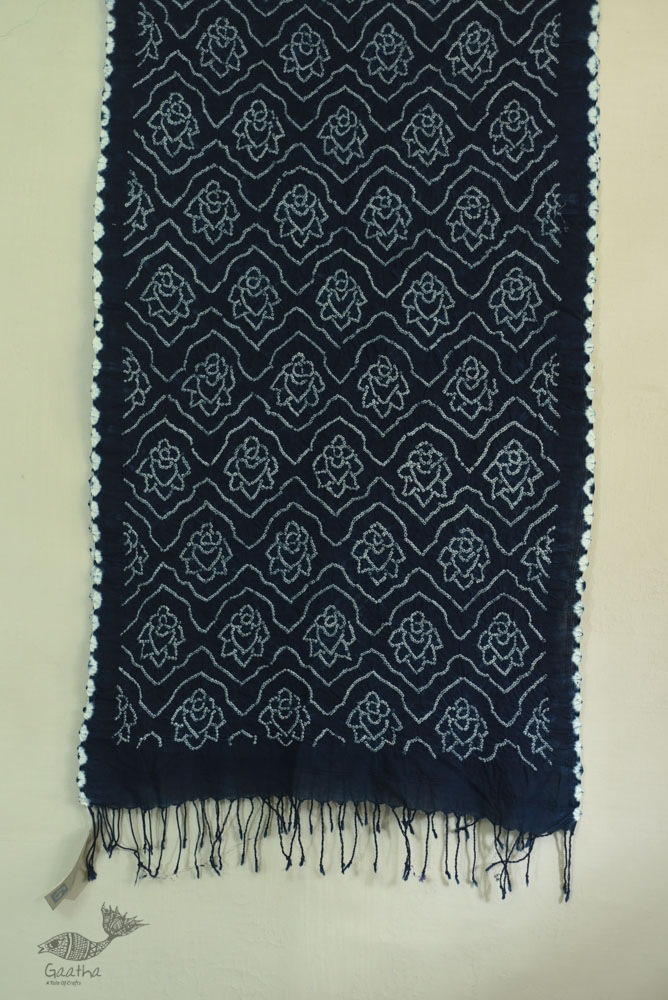 shop Natural Color bandhani -  Handloom Cotton Grey Stole 