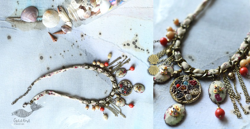 Textile Treasure Necklace - Handmade Fabric Necklace – Kashvi