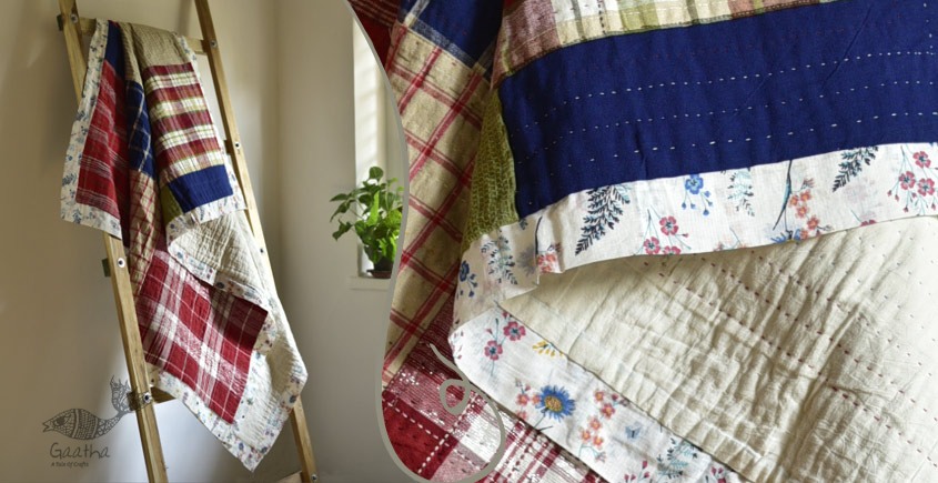 shop online checks print quilt with cotton filling | Gaatha