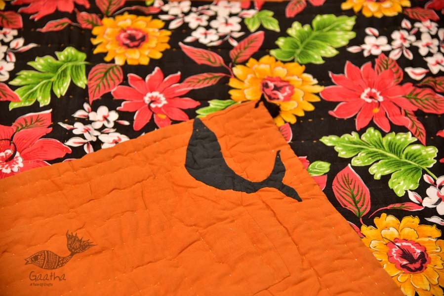 Birds Eye View ❣ Cotton - Applique & Embroidered Quilt  (74 x 51) | G