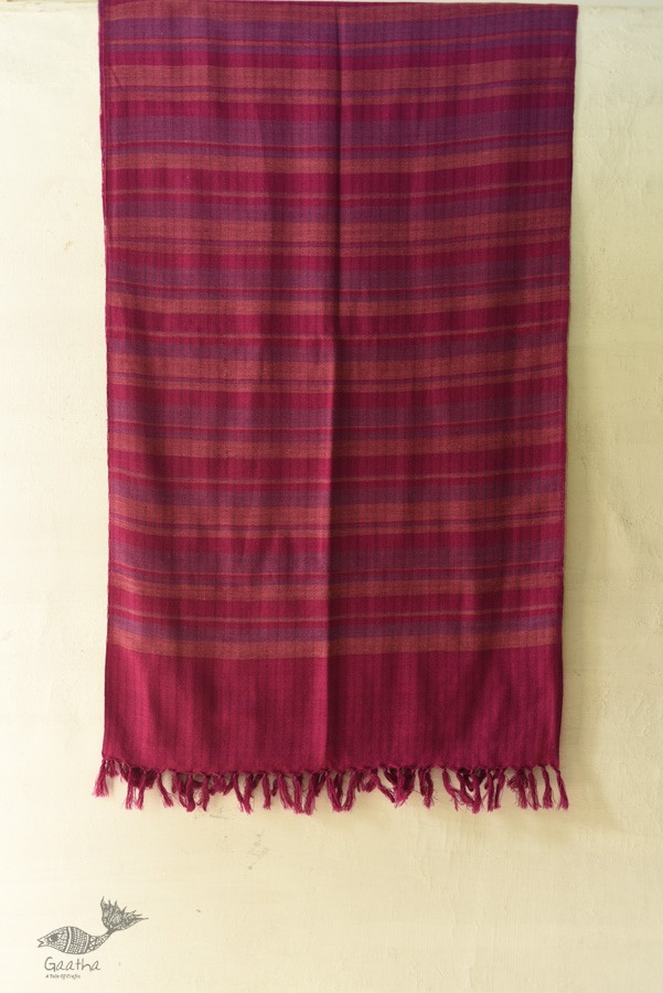 shop Handwoven Woolen Stole -  Magenta