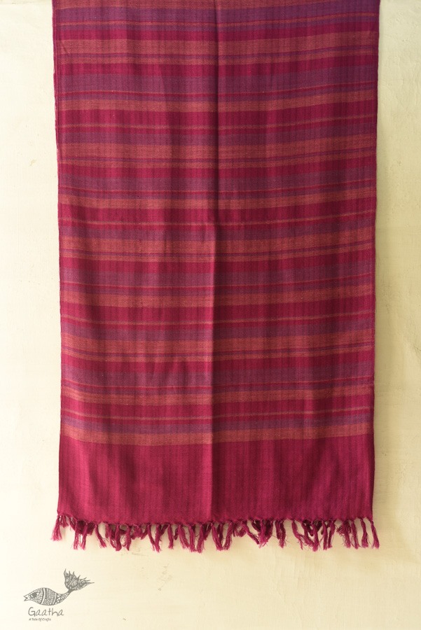 shop Handwoven Woolen Stole -  Magenta