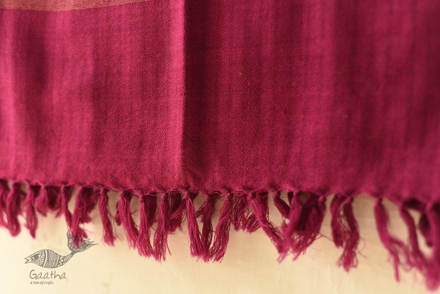 shop Handwoven Woolen Stole -  Magenta